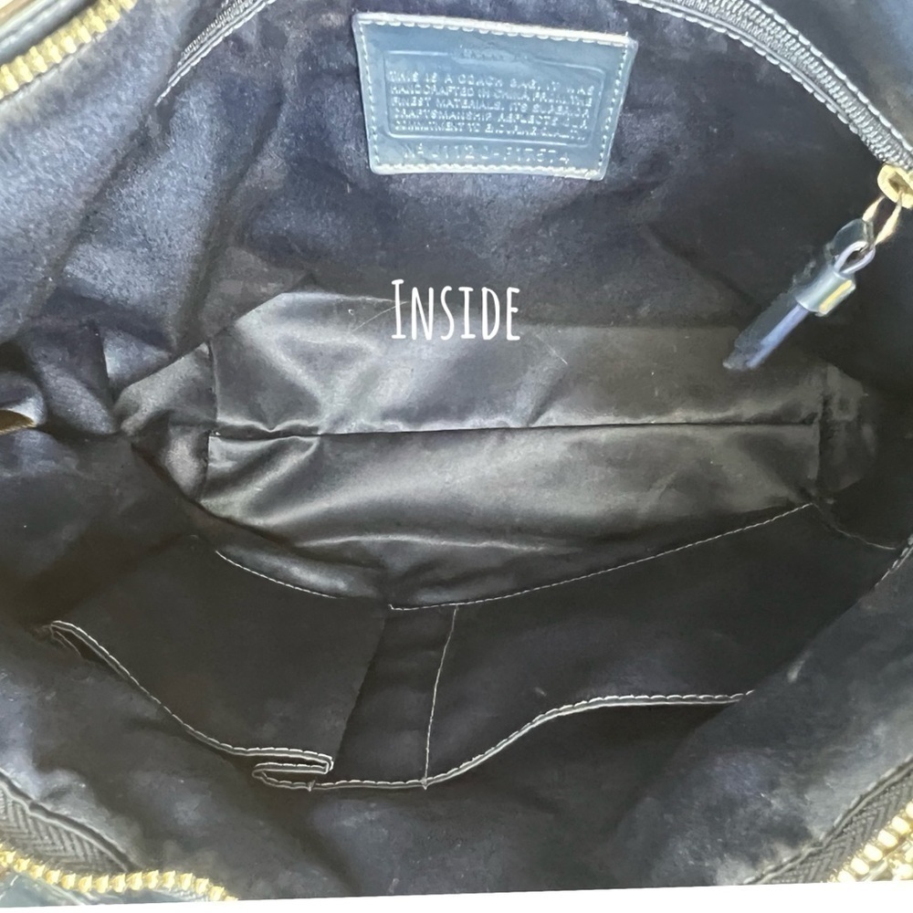 Coach F17574 Signature Tote Handbag Satin Sequins Medium Blue Bag - Picture 9 of 11